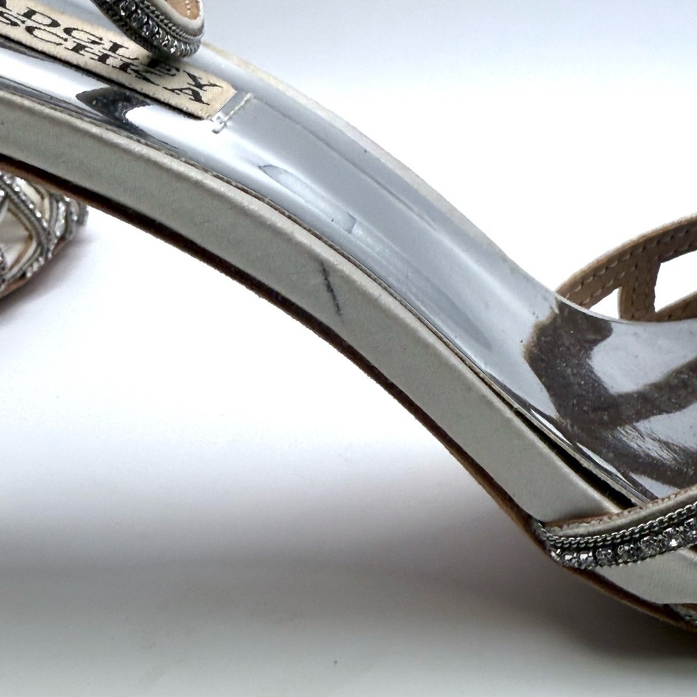 Badgley Mischka Silver Embellished Open-Toe Evening Heels - Picture 10 of 11
